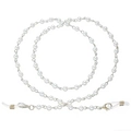 Elegante brillenkoord met witte parels en goudkleurige metalen kreeftsluitingen - Zilver