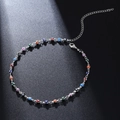 Collana malocchio colorata in lega con chiusura a moschettone e catena di estensione - Argento