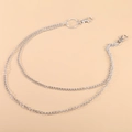 Detail of silver double-layered punk waist chain with lobster clasps and metal ring - Layered Chain Style / Silver