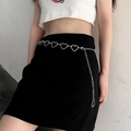 Ceinture chaîne cœur argentée avec pendentif lune, accessoire de taille punk pour femme - Chaîne de Taille Cœur Argent