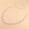 Catena da vita in argento con maglie a cuore traforato e chiusura a moschettone - Catena in Vita a Strato Singolo / Bianco K/Argento