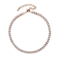 Bracelet de cheville sexy en or rose avec cristaux de zircon et chaîne ajustable - Or