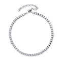 Chaîne de cheville sexy en argent avec cristaux brillants et fermoir mousqueton réglable - Argent