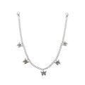 Silberne Schmetterlings-Hüftkette mit Metallgliedern und Karabinerverschluss für Damen - Silber
