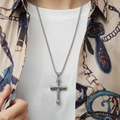 Pendentif croix en acier inoxydable style punk pour homme avec chaîne à mailles carrées - Pendentif Seul (Sans Chaîne) / Acier