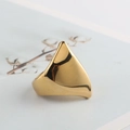Polished gold stainless steel ring with sculptural geometric triangle design - US 6 / Gold
