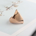 Minimalist rose gold stainless steel ring with elegant geometric abstract wave design - US 6 / Rose Gold