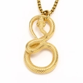 Punk style golden cobra snake pendant necklace with detailed scales and box chain design - Gold Color Pendant (No Chain)