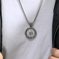 Nordic Viking Valknut pendant necklace in vintage stainless steel with Rune engravings - Steel