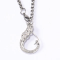 Peacock pendant necklace in polished stainless steel with sparkling cubic zirconia stones - Silver Tone (Pendant Only)