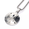 Detailed close-up of polished silver floral engraved round pendant and box chain - Pendant Only (Without Chain) / Steel