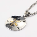 Minimalist silver and gold stainless steel flower pendant necklace with box chain link - Pendant Only (Without Chain) / Two-Tone Gold
