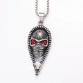 Colgante calavera retro punk de acero plateado con ojos de gema roja y cadena cuadrada - Colgante Grande (Color Acero) Solo Colgante (Sin Cadena)