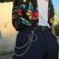 Cadena de pantalones multicapa punk hip hop plateada para vaqueros de hombre con ganchos - Plateado