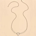 Silver-toned waist chain with sparkling rhinestone heart pendant and hollow rings - Silver
