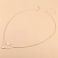 Cadena de cuerpo dorada de doble capa con perlas y colgante de corazón para mujer - Dorado