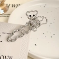 Fermaglio per capelli a forma di orso in metallo argentato con strass scintillanti - Fermaglio Orso / Argento