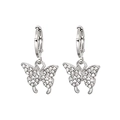 Boucles d'oreilles papillon double couche avec zircons brillants et crochets argentés - Paire de Boucles d'Oreilles / Argent