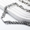 Silver punk Cuban link chain bracelet with a polished rectangular metal plate - Necklace Style A (Width 9mm) / Silver