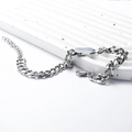 Silver punk curb chain bracelet with blank metal plate and secure lobster clasp - Bracelet Style A (Width 9mm) / Silver