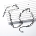 Punk silver cuban link necklace with rectangular ID plate in polished stainless steel - Necklace Style B (Width 7mm) / Silver
