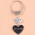 Portachiavi minimalista con cuore nero e incisione BEST Forever per borse e cellulari - BEST (Singolo)