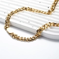 Punk style gold Cuban link necklace set in durable titanium steel for a hip-hop look - Necklace Style B (Width 7mm) / Gold
