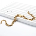 Chic gold-plated Cuban link bracelet with a rectangular engravable plate on a white tray - Bracelet Style B (Width 7mm) / Gold
