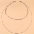 Catena da vita a doppio strato in argento stile punk con maglie a graffetta e sfere - Argento