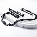 Sleek black plated punk Cuban link necklace and bracelet set in stainless steel - Necklace Style A (Width 9mm) / Black