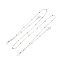 Cadena para gafas de metal plateado con perlas blancas y lazos de silicona - Plateado