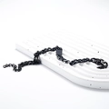 Men's punk black titanium steel Cuban chain bracelet with rectangular metal plate accent - Bracelet Style B (Width 7mm) / Black