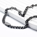 Punk style Cuban chain necklace in vintage dark grey finish with unique flat oval clasp - Necklace Style B (Width 7mm) / Retro Color