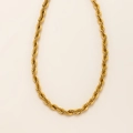18K gold plated stainless steel rope chain necklace with elegant metallic luster - 8mm Necklace 50cm / Gold
