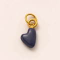 Macro detail of navy blue enamel heart pendant with double golden rings for jewelry DIY - December Heart Pendant / Navy Blue