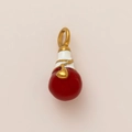 Macro detail of red and white enamel lucky bag pendant with gold relief patterns - Light Bulb Pendant