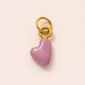 Detail of a smooth lavender heart-shaped pendant with gold-plated hanging rings - June Heart Pendant / Light Purple