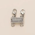 Chiusura magnetica argentata per collana a due file con trama a treccia e moschettoni - Argento 2 Strati