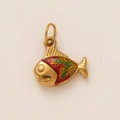 Détail d'un pendentif poisson doré avec émail dégradé coloré et texture en nid d'abeille - Poisson-clown Dégradé