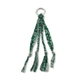 Green bandana fabric keychain with braided tassels and silver metal ring accessory - Green Clasp Chain