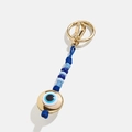 Blue Turkish evil eye keychain with gold clasp and handcrafted gradient beads charm - Blue Cord Evil Eye Keychain