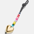 Colorful beaded cord pendant with a polished gold-finished heart-shaped metal charm - Multi-color Bead Heart Style (5892184753622)