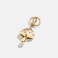Golden mushroom keychain with inlaid crystals and spring clasp on a white background - Mushroom Pendant Keychain