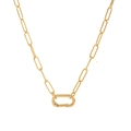 Golden paperclip chain necklace featuring an oval lobster clasp carabiner pendant - No.3 Open Link Necklace