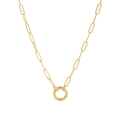 Gold paperclip chain necklace with a circular spring ring clasp and polished finish - No.4 Open Link Necklace