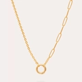 Golden asymmetrical lobster necklace with unique paperclip and classic cable chain - No.8 Open Link Necklace