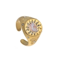 Vintage golden adjustable seal ring with heart pattern and white rhinestones - Cupid Angel Ring