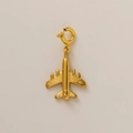 Polished 18K gold plated airplane pendant charm with spring clasp for DIY jewelry - Airplane Pendant / Gold
