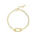 Golden stainless steel paperclip chain bracelet with a large rectangular center link - No.1 Open Link Bracelet