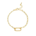 Gold paperclip chain bracelet with a beaded rectangular charm and adjustable teardrop drop - No.2 Open Link Bracelet